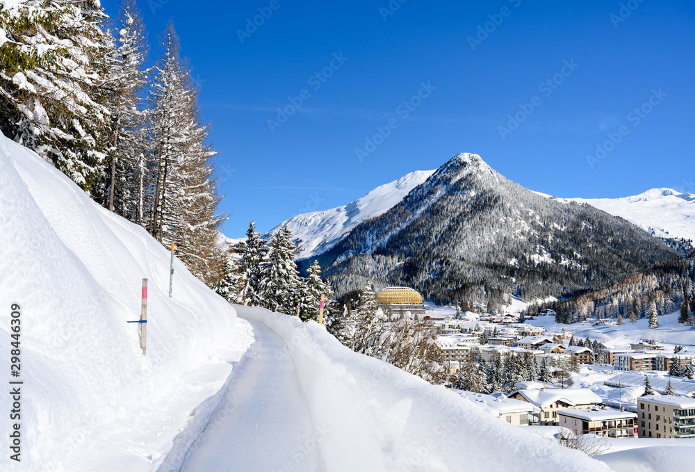 Landscape of winter resort Davos - the home of annual  World Economy Forum.