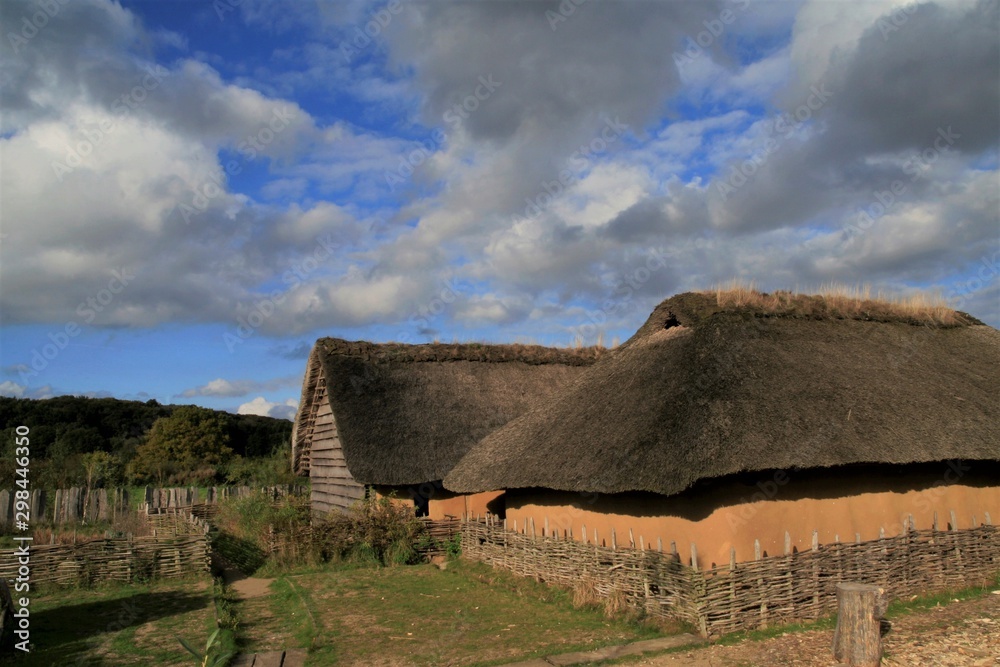 thatched viking house in Haithabu thatched viking house in Haithabu