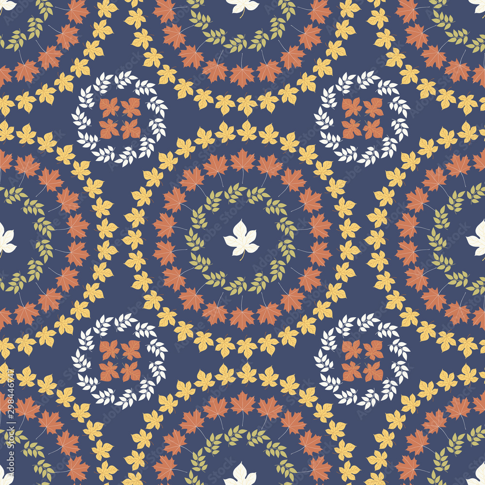 Seamless leaf autumn pattern. Background in small leaves set textiles, fabrics, cotton fabric, covers, wallpaper, print, gift wrapping, postcard, scrapbooking. Raster copy. Seamless leaf autumn pattern. Background in small leaves set textiles, fabrics, cotton fabric, covers, wallpaper, print, gift wrapping, postcard, scrapbooking. Raster copy.