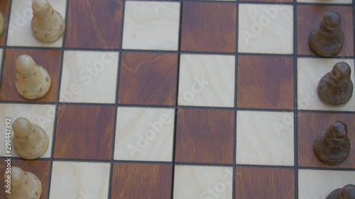 TOP View of wooden chess game on a table