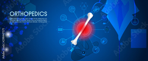 Molecular structure humerus  and injury background. Abstract traumatology and orthopedics with the molecule Hexagon, science, and technology, the hospital for body joints, anatomy. Vector illustration