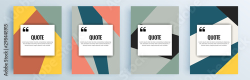 Quote frames blank templates set. Text in brackets, citation empty speech bubbles, quote bubbles. Textbox isolated on color background. Vector illustration.