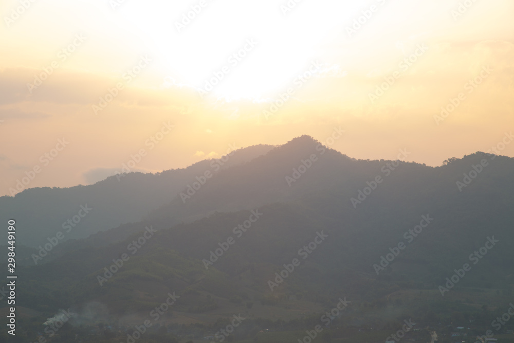 Nature landscape morning sunrise on mountain