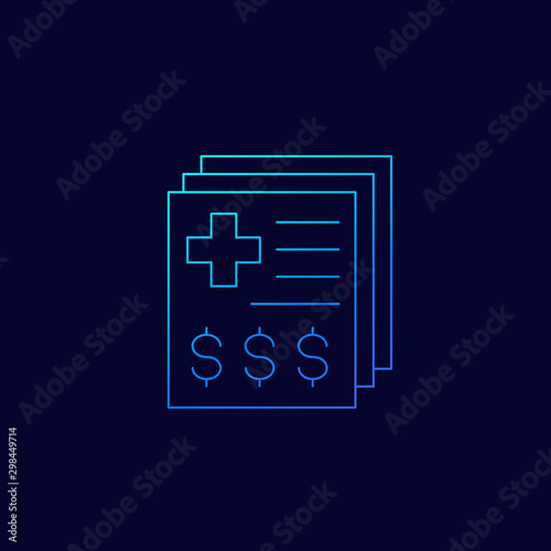 medical bill icon, linear art