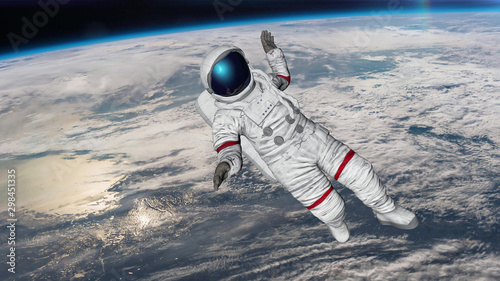 The astronaut hits planet Earth. Elements Of This Video Furnished By Nasa. 3D rendering