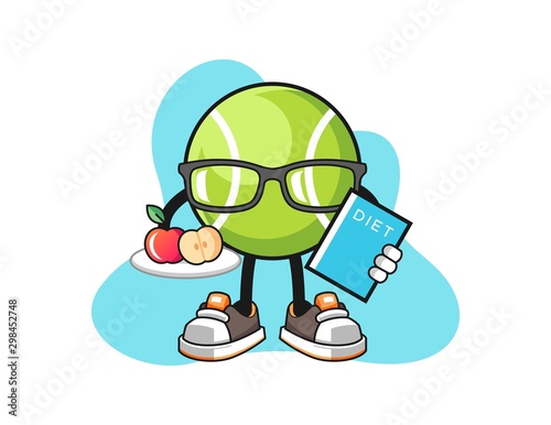 Tennis ball dietitian cartoon. Mascot Character vector.