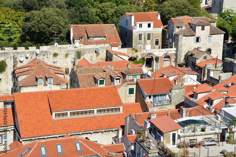stare miasto Split w Chorwacji, widok z wieży kościoła