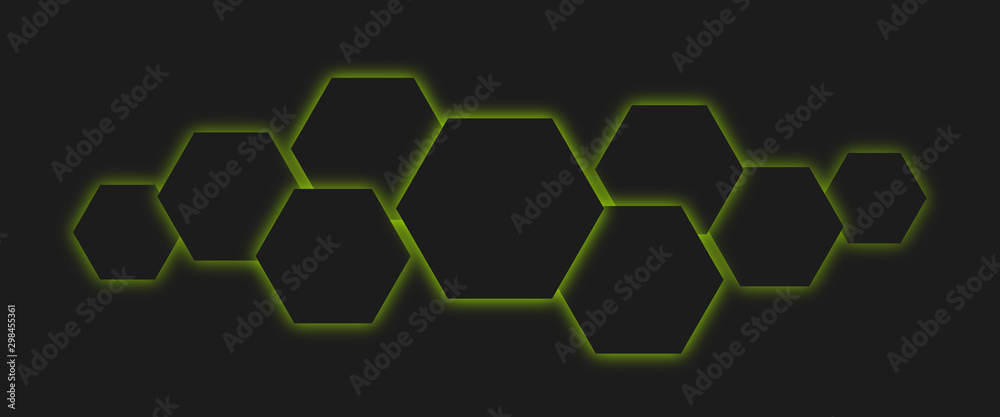 Polygons dark technology cells with green neon lights Ai EPS Polygons dark technology cells with green neon lights Ai EPS