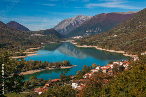 Barrea Lake is surrounded by the uncontaminated tops of the Apennines. Three adorable villages are reflected in its water: Barrea, Villetta Barrea, Civitella Alfedena photo