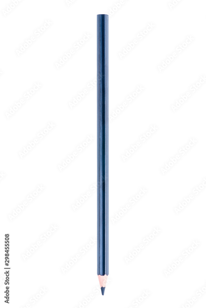 one blue sharpened pencil on a white background is isolated one blue sharpened pencil on a white background is isolated