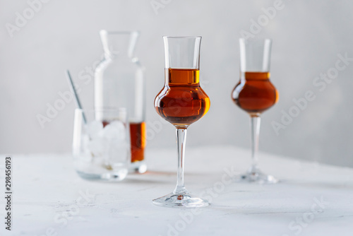 A shot of a strong ligueur with ice photo