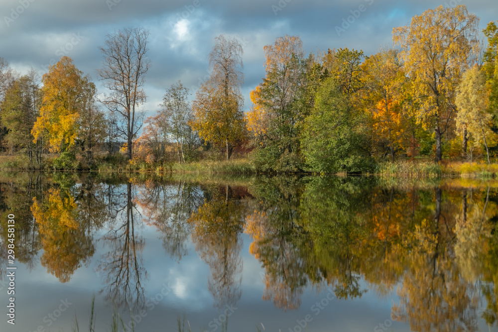 Beautiful autumn morning landscape of Kymijoki river waters. Finland, Kymenlaakso, Kouvola Beautiful autumn morning landscape of Kymijoki river waters. Finland, Kymenlaakso, Kouvola