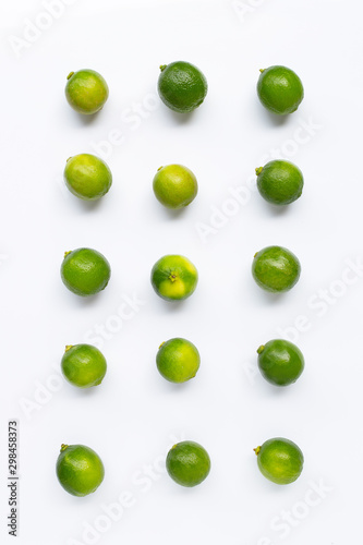 Fresh limes  isolated on white background.