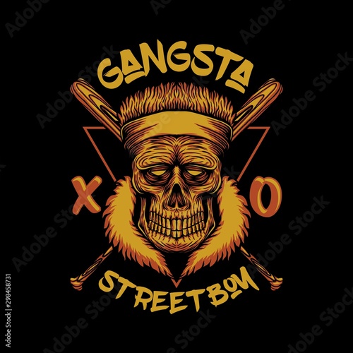skull gangsta street boy vector illustration