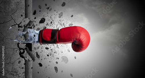 Big hand hits intense and breaks a crass stonewall