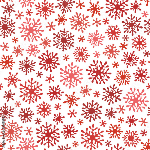 Hand drawn red doodle seamless pattern.