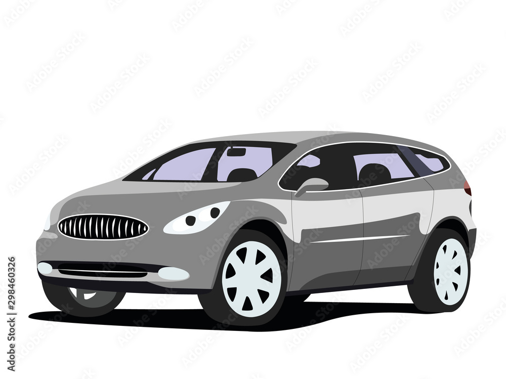 SUV grey realistic vector illustration isolated