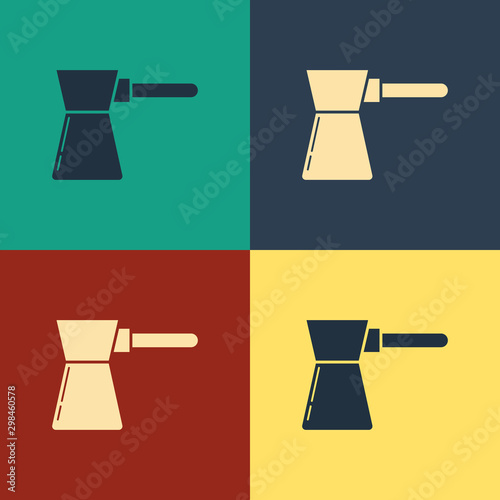 Color Coffee turk icon isolated on color background. Vintage style drawing. Vector Illustration