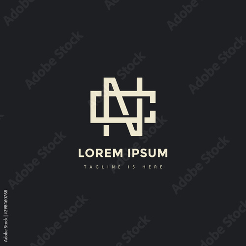 Logo Letter Cn monogram Design. Simple Concept Letter C + N.