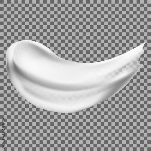 Cream smear. Cosmetic lotion drop isolated. Skin care gel milk white element. Swirl stroke of heathy spa and beauty makeup product. Shaving foam creamy transparent sample. Realistic blob or splash