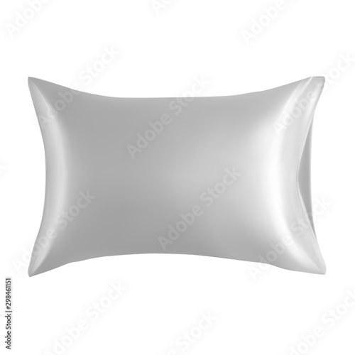 Pillow blank. White cushion design mockup isolated. Realistic rectangle fluffy feather or down product top view. Soft square head rest bolster