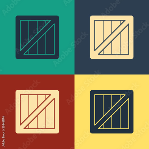 Color Military ammunition box with some ammo bullets icon isolated on color background. Vintage style drawing. Vector Illustration