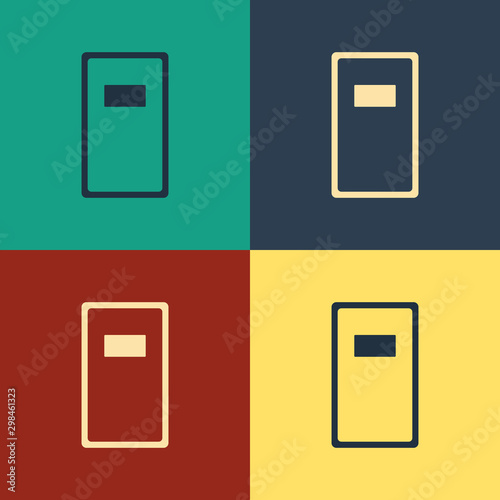 Color Police assault shield icon isolated on color background. Vintage style drawing. Vector Illustration