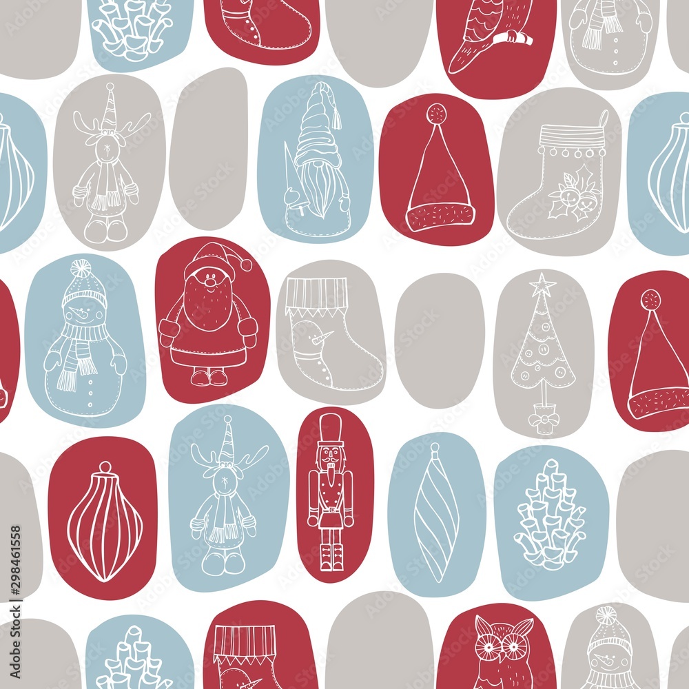 Christmas vector seamless pattern with hand drawn elements Christmas vector seamless pattern with hand drawn elements