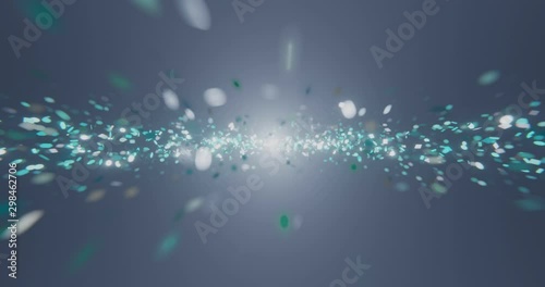 Looping animation of turquoise particles.