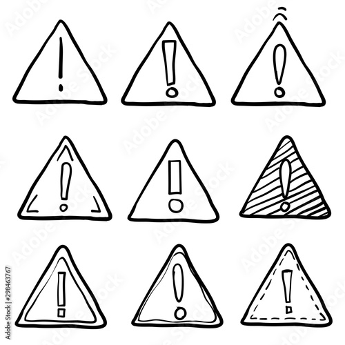 Danger sign, warning sign, attention sign, Danger warning, attention icon with handdrawn doodle style vector