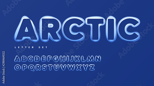Funny snowy vector alphabet, uppercase letter set, font, typography