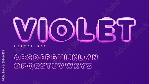 Funny violet vector alphabet, uppercase letter set, font, typography