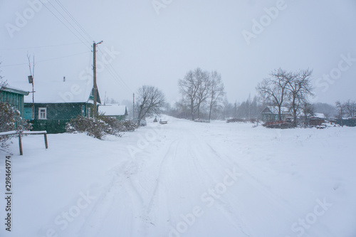 Winter view of the village of Zavidovo, Tver region, Russia.