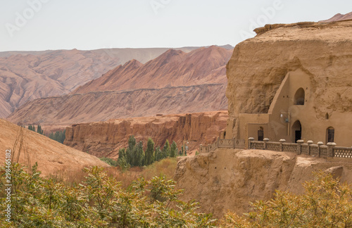 Turpan, China - composed by 77 rock-cut caves, each with the ceiling covered with Buddha murals, the Bezeklik Caves are among the main attractions of Turpan prefecture photo