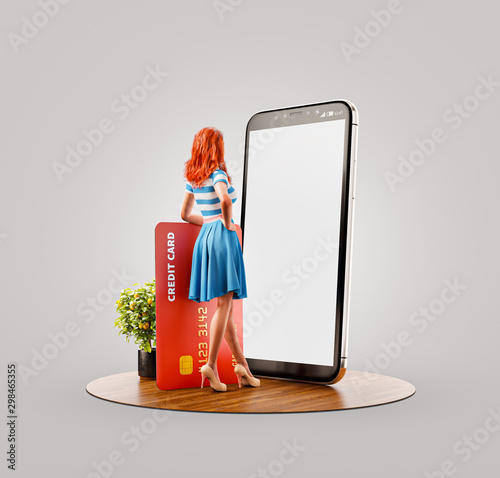 Unusual 3d illustration smart phone application