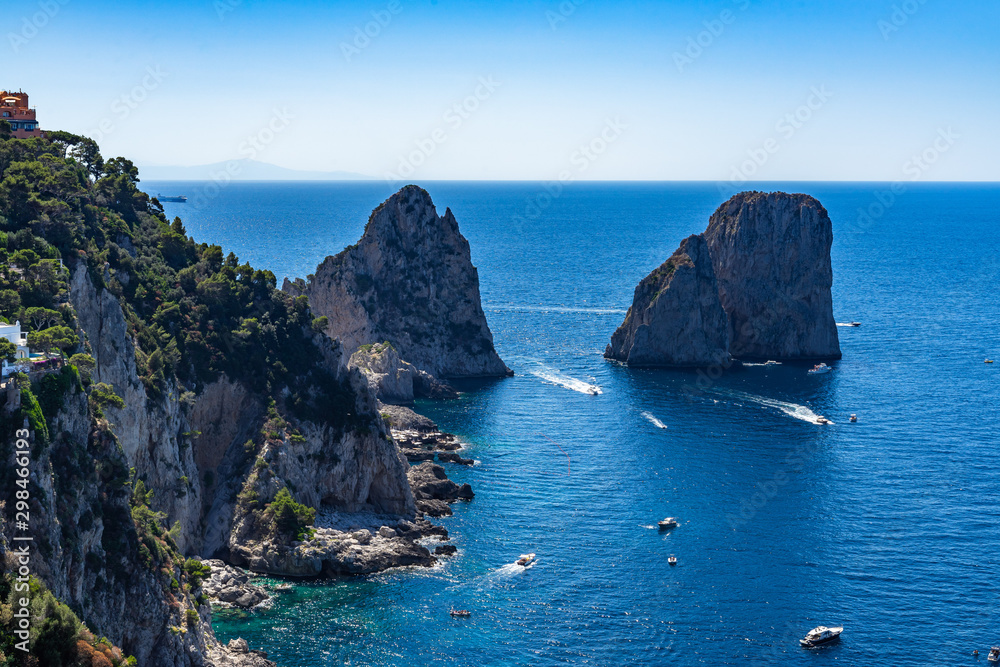 The dramatic Faraglioni are the most most iconic sight of Capri, Campania, Italy