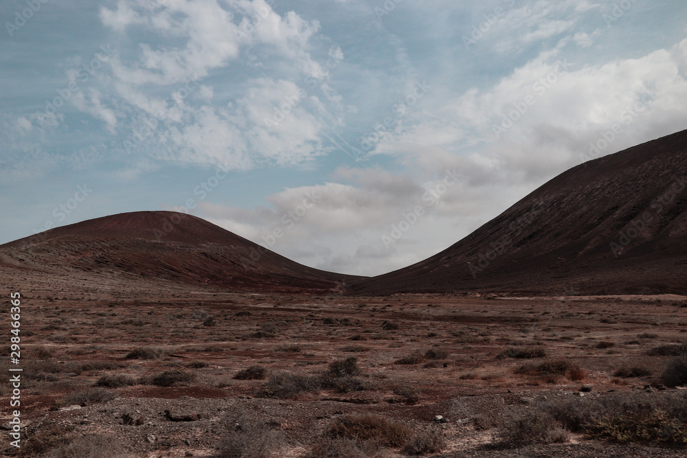 Desert on a background of mountains