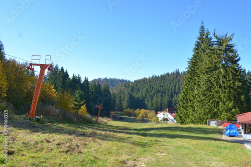 Landscape in Poiana Brasov Road to the winter and touristic station Poiana Brasov, 12 km from Brasov, a town situated in Transylvania