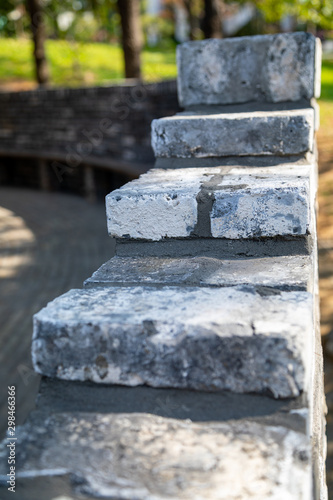 Wall stacking with gray vintage bricks