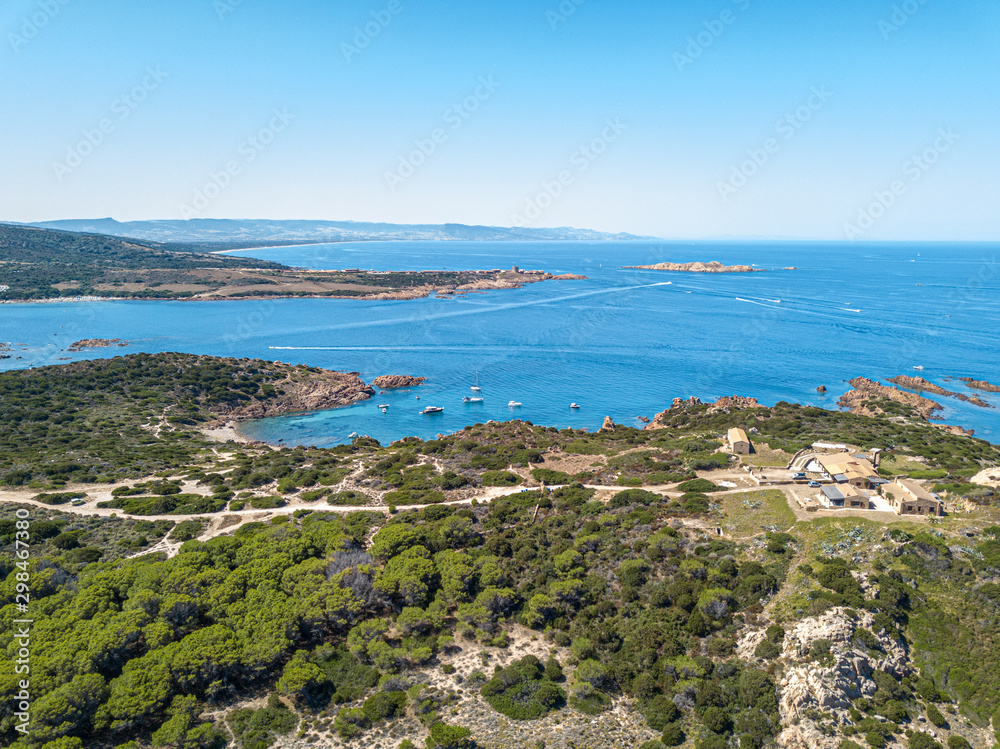 Sardinian coast and sea, aerial view