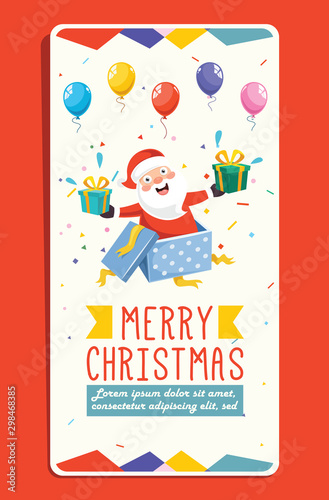 Christmas Greeting Card Design With Cartoon Characters