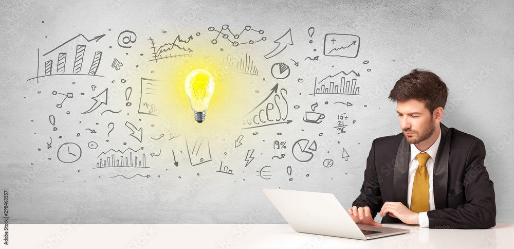 Young business person with new idea and workflow concept Young business person with new idea and workflow concept