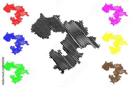 Sofia Province (Republic of Bulgaria, Provinces of Bulgaria) map vector illustration, scribble sketch Sofia oblast map