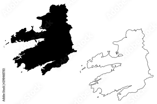 Kerry County Council (Republic of Ireland, Counties of Ireland) map vector illustration, scribble sketch Kerry map..