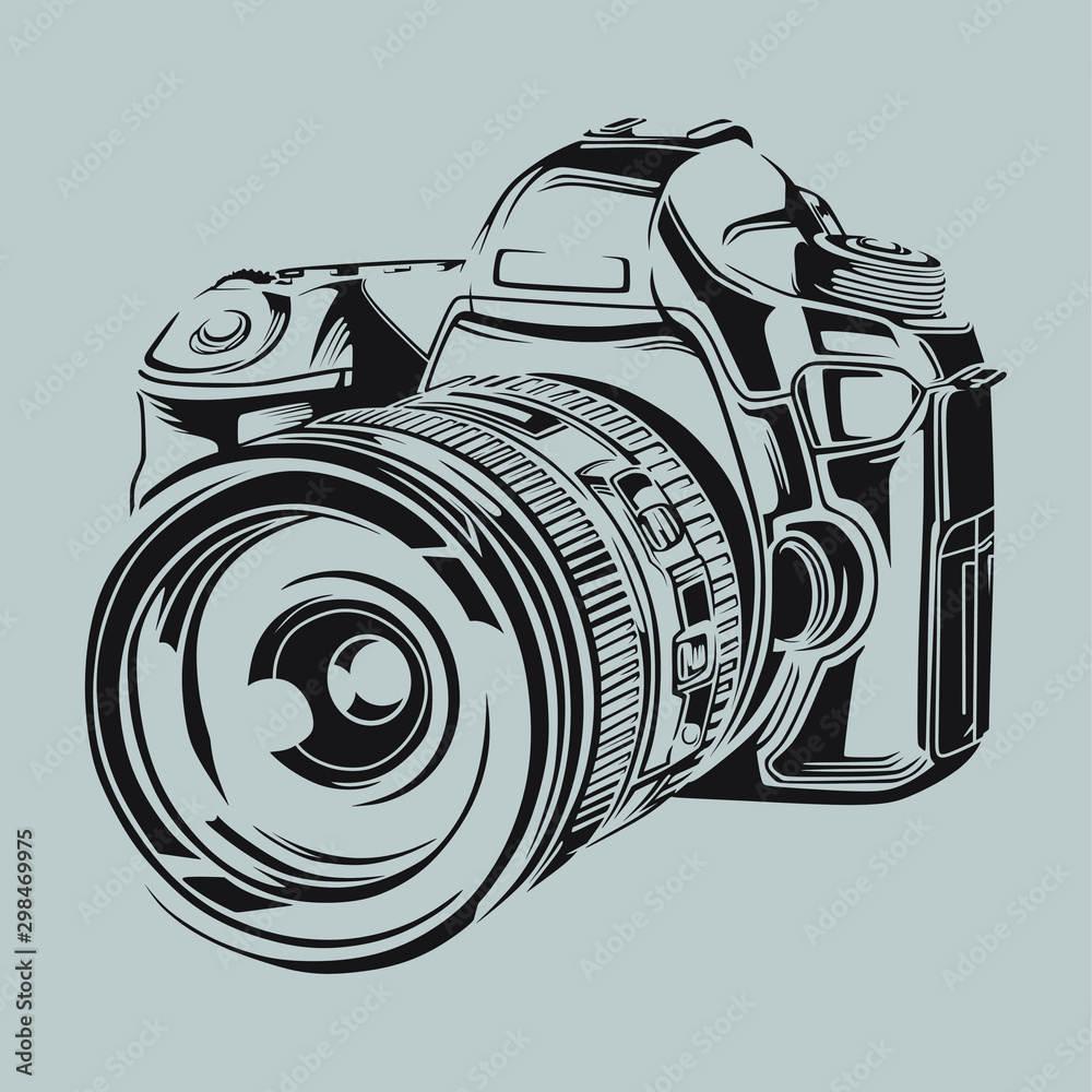 Woman photographer with camera sketch style. 13215831 Vector Art at Vecteezy