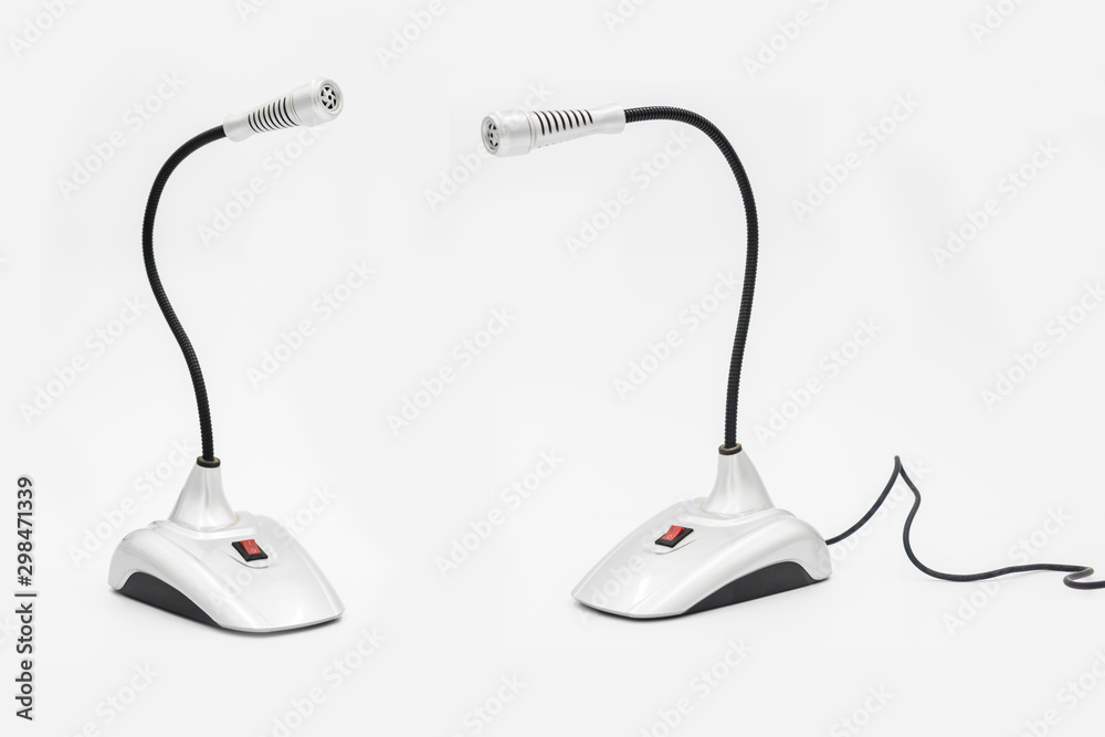2 computer professional miniature table metal microphone close-up isolated on white background 2 computer professional miniature table metal microphone close-up isolated on white background
