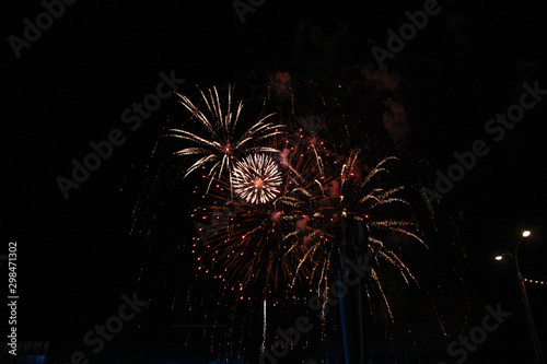 beautiful fireworks   light up the sky, New Year celebration fireworks