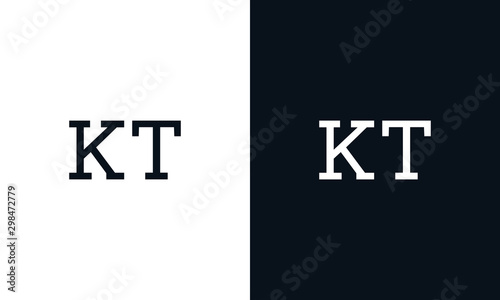 Minimalist line art letter KT logo. This logo icon incorporate with two letter in the creative way.