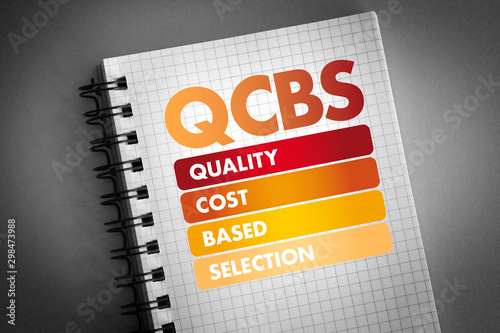 QCBS - Quality and Cost Based Selection acronym, business concept background photo