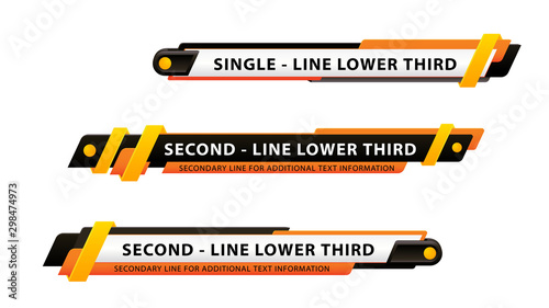 Vector video headline title or television news bar design template isolated on white background